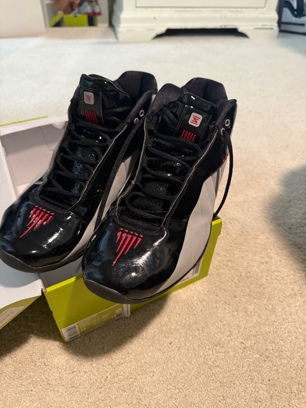 Men's Athletic High-Top Sneakers in Black and White with Red Accents